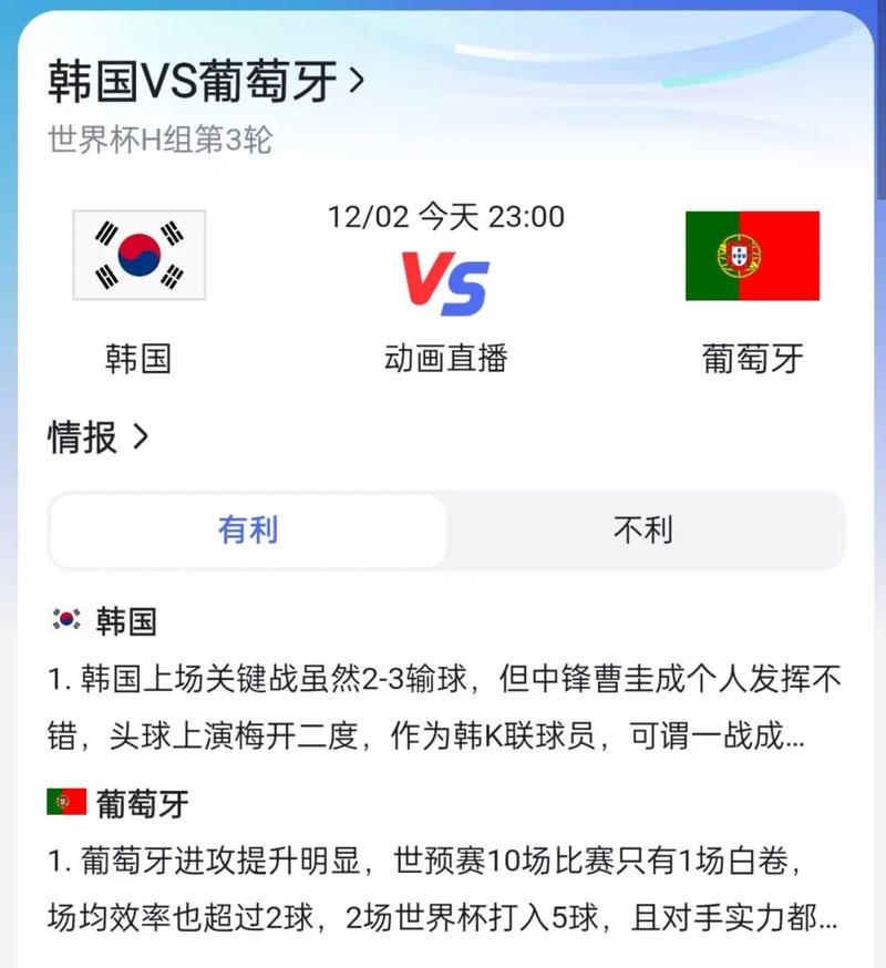 葡萄牙vs韩国谁会出局