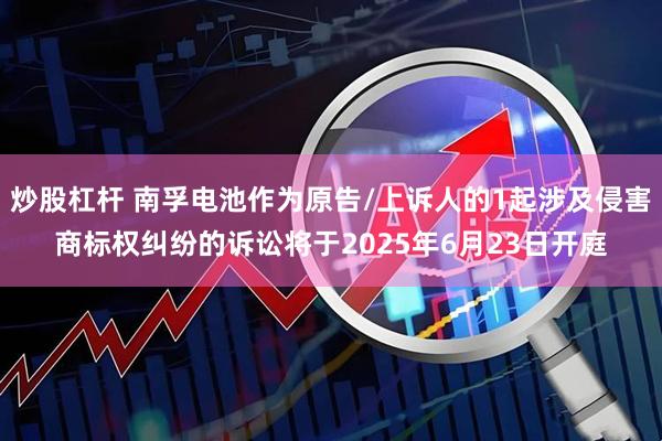 炒股杠杆 南孚电池作为原告/上诉人的1起涉及侵害商标权纠纷的诉讼将于2025年6月23日开庭