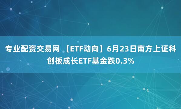 专业配资交易网 【ETF动向】6月23日南方上证科创板成长ETF基金跌0.3%